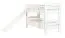 Lit mezzanine blanc avec toboggan 80 x 190 cm, en hêtre massif laqué blanc, convertible en deux lits simples, "Easy Premium Line" K25/n
