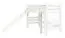 Lit mezzanine blanc avec toboggan 80 x 200 cm, en hêtre massif laqué blanc, transformable, "Easy Premium Line" K30/n