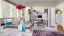 Chambre d'adolescents - Commode "Emilien" 10, pin blanchi / violet - Dimensions : 100 x 120 x 40 cm (H x L x P)