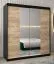 Armoire à portes coulissantes / Penderie Bisaurin 4B avec miroir, Couleur : Noir / Chêne de Sonoma - Dimensions : 200 x 180 x 62 cm ( H x L x P)