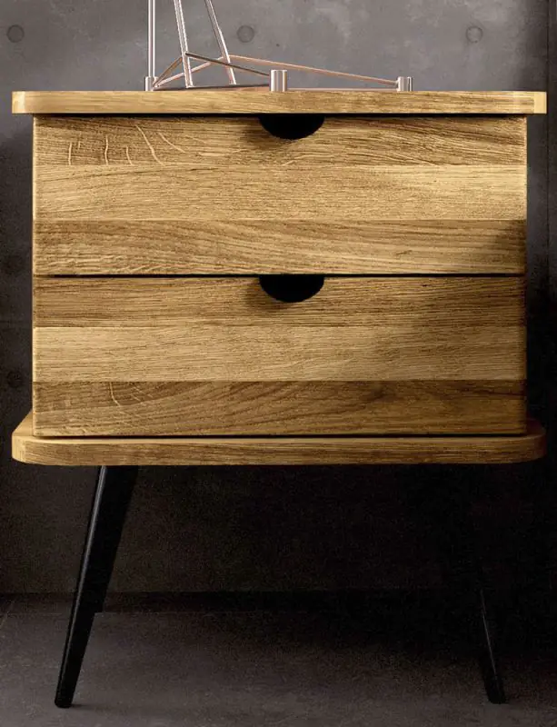 Table de chevet Rolleston 05, chêne massif huilé - Dimensions : 57 x 50 x 41 cm (H x L x P)