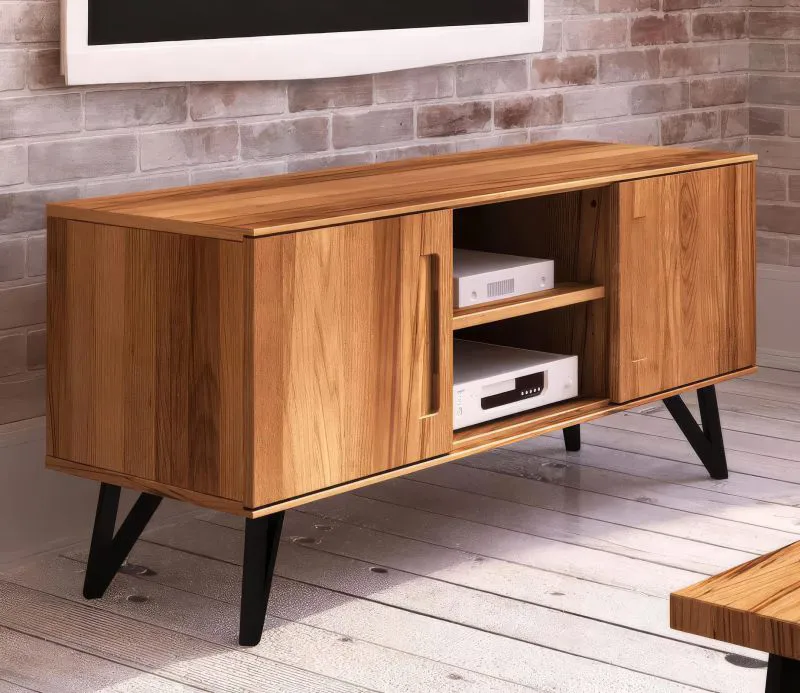 Meuble TV Masterton 20 | Bois de cœur de hêtre massif huilé | 61 x 136 x 45 cm | Design premium