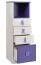 Chambre d'enfant - commode Luis 24, couleur : chêne blanc / violet - 127 x 40 x 42 cm (H x L x P)