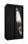 Armoire à portes coulissantes / Penderie Jorasses 03, Couleur : Noir, largeur 1 mètre, cinq casiers, une porte miroir, deux tringles à vêtements, rails en aluminium