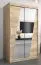 Armoire penderie à portes coulissantes Guajara 02 avec miroir | Chêne Sonoma | 200 x 120 x 62 cm
