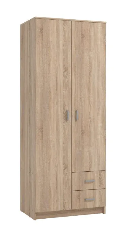 Penderie étroite Kovin 09 | Sonoma chêne | 2 tiroirs | 5 compartiments | 205 x 80 x 52 cm | robuste