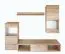 Meuble-paroi lumineux Bjordal 32, couleur : chêne Sonoma - dimensions : 140 x 180 x 38 cm (h x l x p), avec sept compartiments