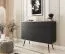 Commode élégante avec quatre compartiments Horsham 65, Couleur : Noir, Fonction push-to-open, deux portes, protection des bords ABS, deux tiroirs, Pieds : Noir