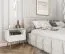 Table de chevet design Horsham 74 | Blanc | 1 tiroir push-to-open | Pieds dorés | 59 x 54 x 39 cm