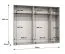 Penderie / Armoire à portes battantes / Couleur : Noyer / Poignées : Dorées / 3 compartiments / 2,5 mètres de large / 3 tringles à vêtements / Système de fermeture Soft-Close / 5 portes
