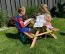 Table de pique-nique Lisi pour enfants, en bois massif, mélèze naturel, 51 x 89 x 84 cm, table pour enfants, table de jardin pour enfants, très stable, deux bancs