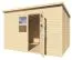 Abri de jardin à toit plat en bois avec plancher, naturel, Cabane de jardin en éléments, 3,37 x 2,90 mètres, double porte avec verre de sécurité