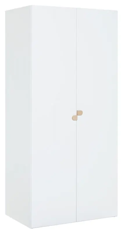 Chambre d'adolescents - Armoire à portes battantes / armoire Skalle 10, couleur : blanc - Dimensions : 206 x 94 x 60 cm (H x L x P)