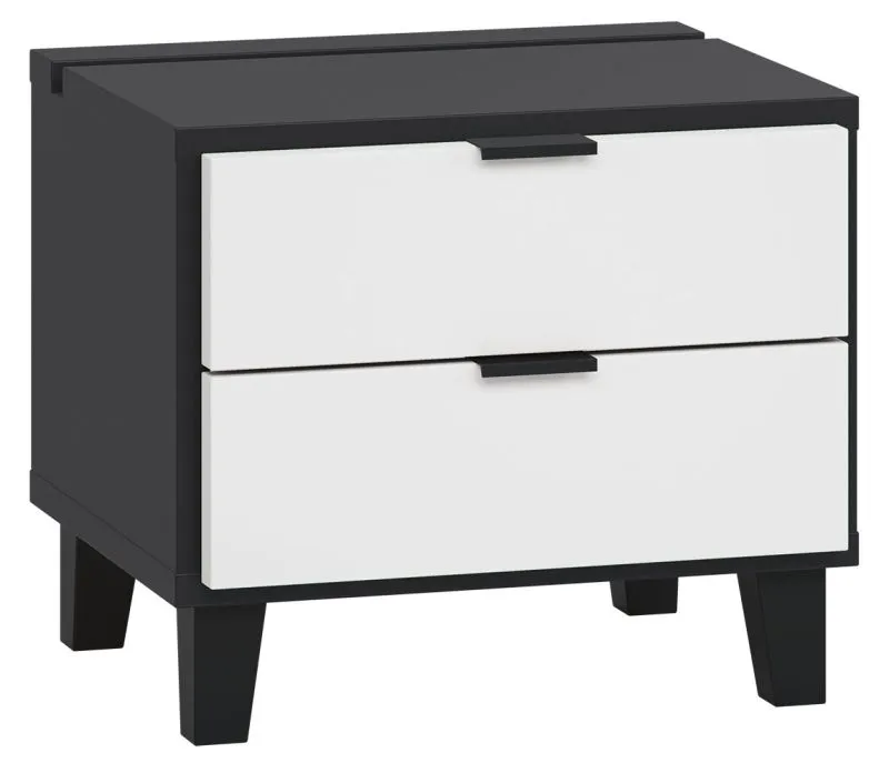 Table de nuit Vacas 42 | Noir & Blanc | 40 x 45 x 40 cm | LED & Soft Touch