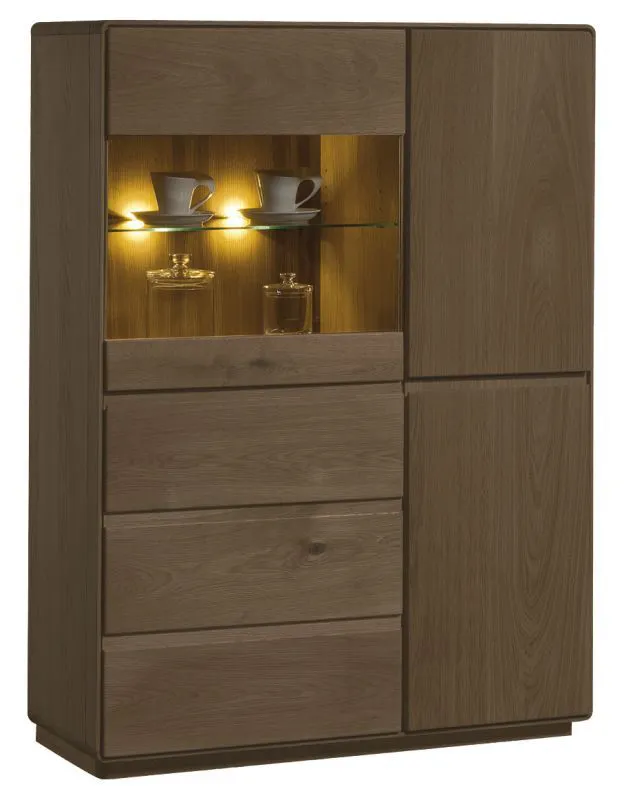 Vitrine Fazenda 16 | Chêne partiellement massif | Finition brun foncé | 135 x 99 x 41 cm