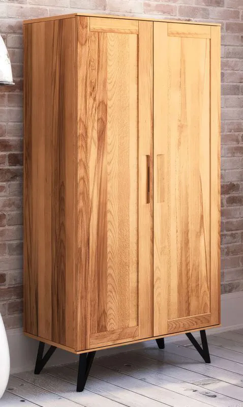Armoire à portes battantes / Penderie Masterton 05, Bois de hêtre massif huilé - Dimensions : 185 x 91 x 53 cm (H x L x P)
