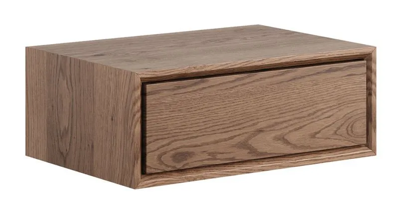 Table de nuit Amru 10 en chêne massif huilé | Finition chêne fumé | 19 x 50 x 35 cm | 1 tiroir | Soft-Close | Push to open