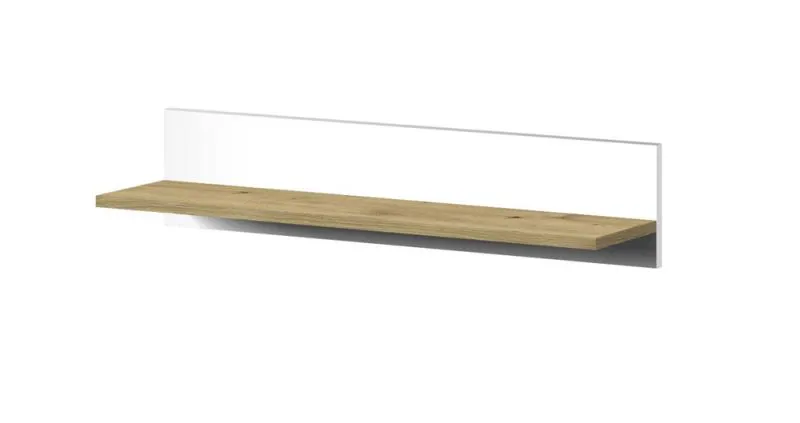 Étagère suspendue / Tablette murale Sirte 12, Couleur : Chêne / Blanc mat - Dimensions : 17 x 80 x 18 cm (H x L x P)