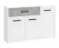 Buffet / Commode avec un tiroir Brus 11, Couleur : Blanc / Béton, trois portes, quatre compartiments, chants ABS, dimensions : 80,5 x 119 x 33 cm, pour le salon