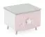 Chambre d'enfant - Table de chevet Ines 11, Couleur : Blanc / Rose / Gris - Dimensions : 34 x 44 x 39 cm (H x L x P)