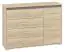Commode Mochis 12, couleur : chêne Sonoma clair incluant 3 inserts couleur - Dimensions : 85 x 120 x 34 cm (H x L x P), avec 1 porte, 4 tiroirs et 2 compartiments