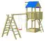 Tour de jeux K28 avec balcon, bac à sable et balançoire simple - Dimensions : 490 x 250 cm (L x l)
