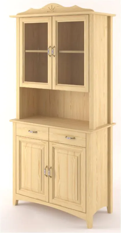 Vitrine en pin massif naturel Turakos 11 | 214 x 100 x 50 cm | Design épuré et chaleureux