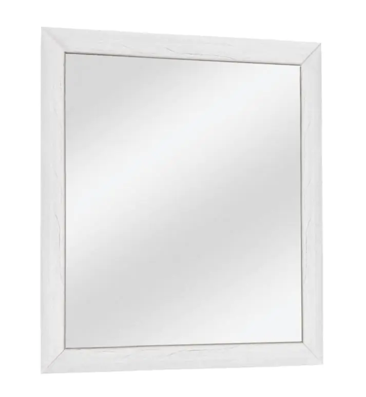 Miroir Camprodon 17, couleur : blanc chêne - 70 x 65 x 2 cm (H x L x P)