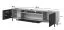 Meuble TV suspendu / Meuble TV Zapopan 117, quatre compartiments, Couleur : Noir, Dimensions : 42 x 180 x 40 cm, un trou pour le câble, Fonction push-to-open, trois portes