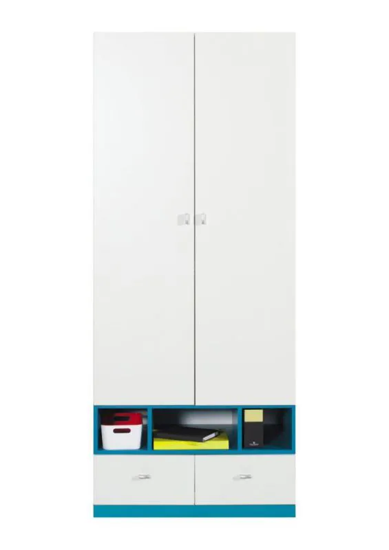 Chambre d'adolescent - Armoire, Blanc / Turquoise - Dimensions: 195 x 80 x 50 cm (H x L x P) Abbildung