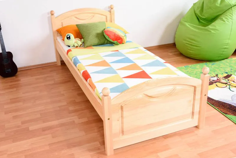 Lit enfant ou adolescent en pin massif naturel 82 | 80 x 200 cm | Inclus sommier à lattes