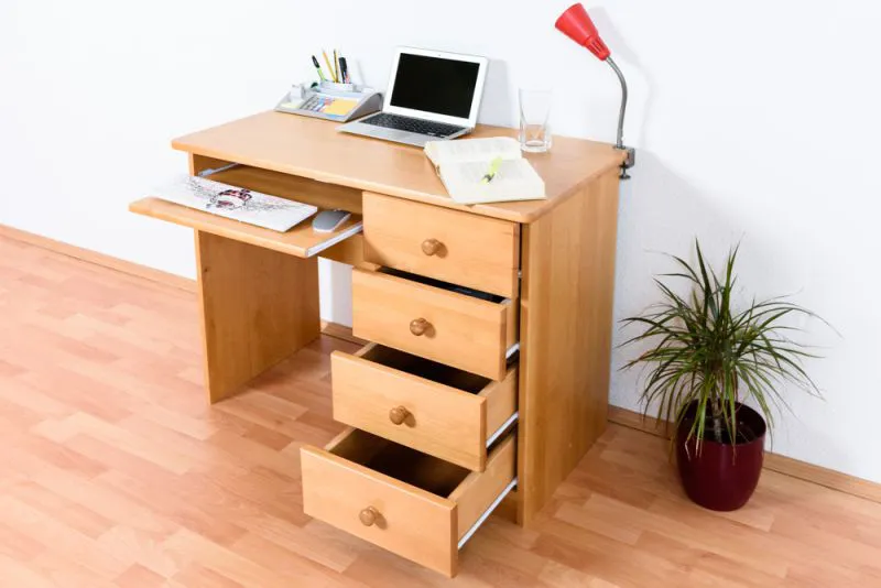 Bureau en pin massif bois massif, couleur aulne, Junco 191 - Dimensions : 75 x 100 x 55 cm (H x L x P)