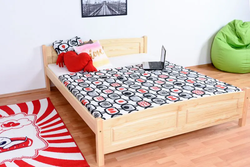Lit junior en pin massif naturel | Sommier inclus | 160 x 200 cm | Design moderne et robuste