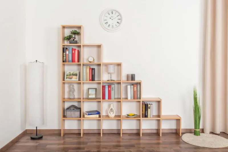 Étagère "Meubles Easy" S17, hêtre massif naturel - 168 x 182 x 20 cm (H x L x P)