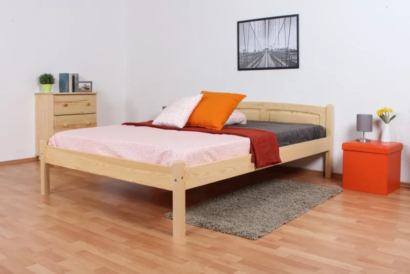 Lit simple / lit d'appoint en bois de pin massif, naturel 85, avec sommier à lattes - 140 x 200 cm (l x L)