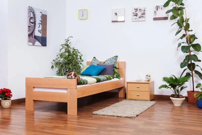 Lit pour enfant 90 x 190 cm | Bois massif: Hêtre | Laqué Naturel Abbildung