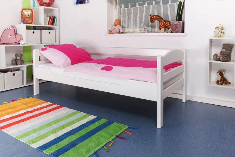 Cadre de lit pour enfants / Lit pour enfant 90 x 190 cm | Bois massif: Hêtre | Laqué Blanc | Qualité particulièrement élevée Abbildung