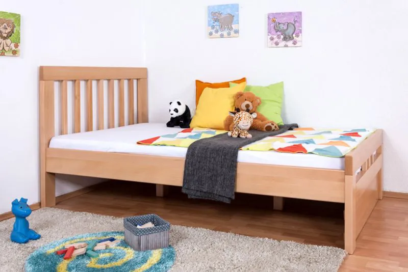 Cadre de lit pour enfants / Lit pour enfant 120 x 200 cm | Bois massif: Hêtre | Naturel | Qualité particulièrement élevée Abbildung