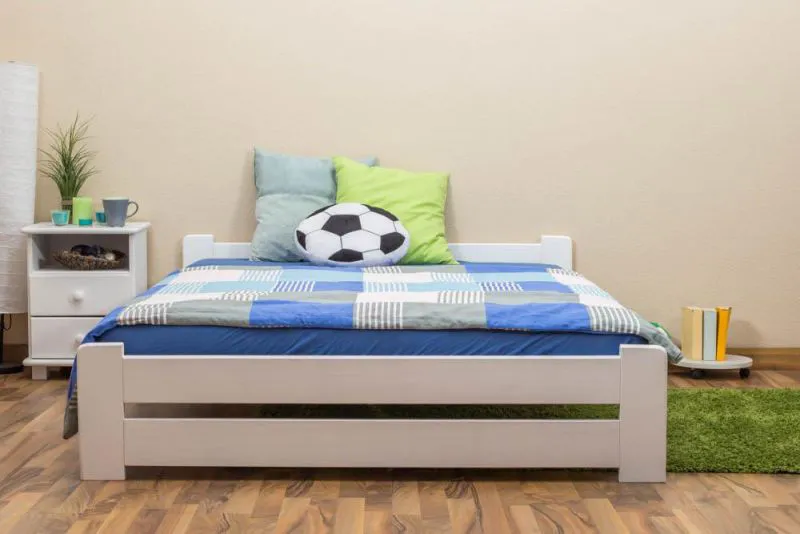 Blanc Pin Bois massif Lit 140 x 200 cm Blanc Abbildung