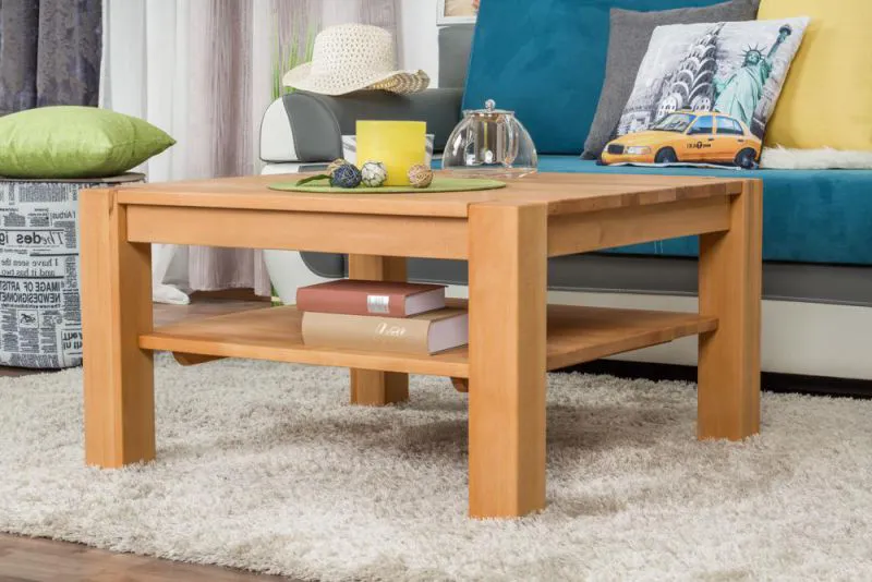 Table d'appoint Table basse Coeur de Hêtre Bois massif Couleur: Naturel 50x80x80 cm Abbildung