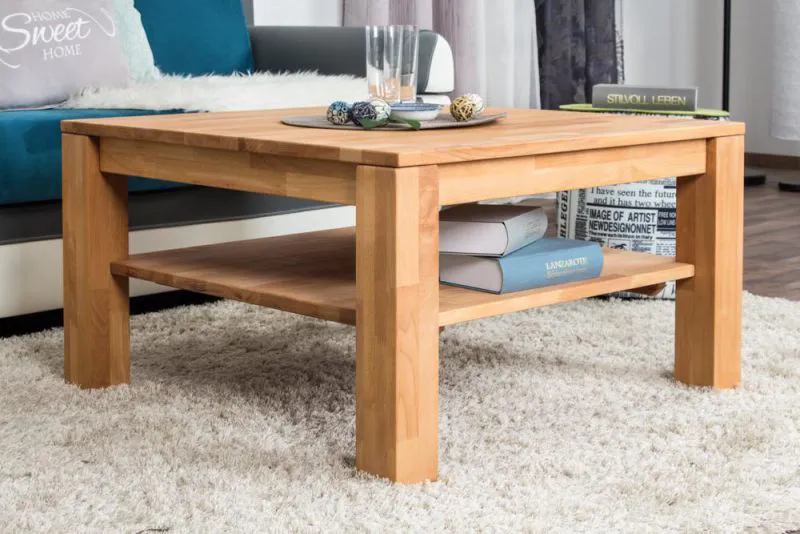 Table d'appoint Table basse Coeur de Hêtre Bois massif Couleur: Naturel 45x80x80 cm Abbildung