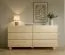Commode / 6 tiroirs / Couleur : Chêne Vicenza / Fonction Push-to-open / 160 x 38 x 80 cm / Lignes douces / Chants ABS / Pieds en bois / Pour le salon