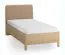 Lit simple / Couleur : Chêne / Taupe / Chêne massif / Appuie-tête rembourré doux / 90 x 200 cm / Lit d'appoint / Sommier à lattes Lift up inclus / Forme arrondie discrète