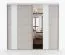 Armoire à portes coulissantes / Penderie de 2,3 mètres de large avec miroir Gris-Blanc / Blanc / Gorski 59 / 218 x 233 x 61 cm / 12 compartiments / Poignées : Métal