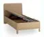 Lit simple / Couleur : Chêne / Taupe / Chêne massif / Appuie-tête rembourré doux / 90 x 200 cm / Lit d'appoint / Sommier à lattes Lift up inclus / Forme arrondie discrète