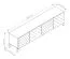 Meuble TV Zolvane 2.0 / Blanc brillant / 200 x 42 x 53,5 cm / 8 compartiments / 4 portes / Design sans poignées / Face décorative à motifs géométriques