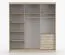 Penderie / Armoire à portes coulissantes / Blanc / Chêne de Sonoma / Sredna 02 / avec miroir / 2 portes / 218 x 203 x 61 cm / 3 tiroirs / 7 compartiments