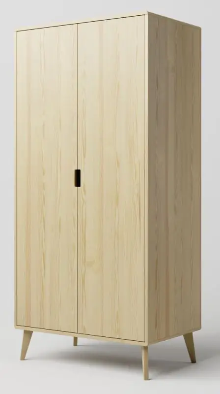 Armoire à portes battantes / Armoire en pin massif naturel Aurornis 03 - Dimensions : 200 x 96 x 60 cm (H x L x P)