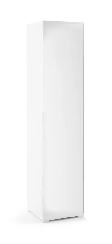 Armoire design étroite Zapopan 39, un compartiment, Fonction push-to-open, Couleur : Blanc, dimensions : 185 x 45 x 40 cm, une tringle à vêtements coulissante