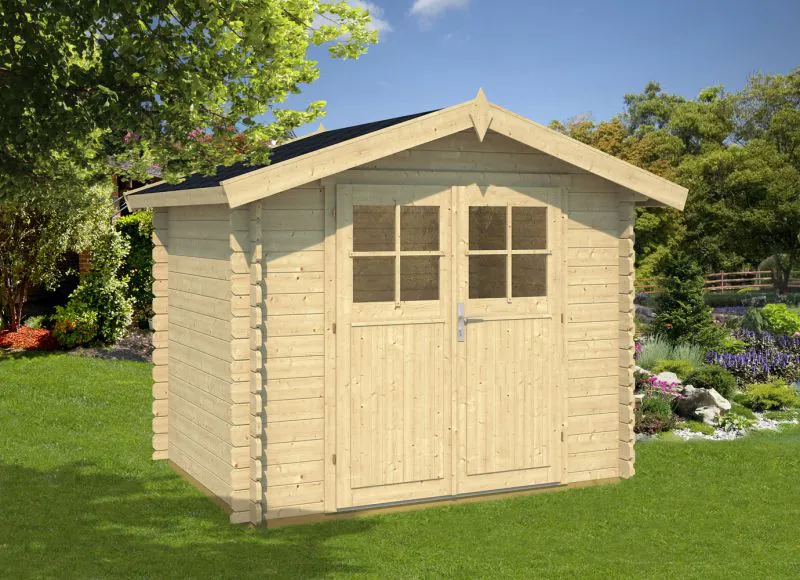 Abri de jardin Linköpfl avec plancher - 28 mm Maison en madriers, surface au sol : 4,3 m², Toit à deux versants